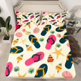 thumbnail image 2 of Erosebridal Slippers Print Sheet Set Twin, Flip Flops Twin Sheet Sets, Cute Starfish Bedding Twin Size, Lightweight Bedroom Decor, 3 Pieces, 2 of 7
