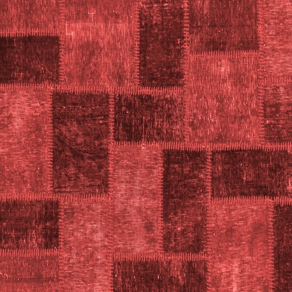 Ahgly Company Machine Washable Indoor Square Patchwork Red Transitional Area Rugs, 3' Square
