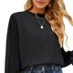 thumbnail image 2 of Blusa de Mujer Doble Capa Cuello Redondo Manga Larga Fibra de Poliéster Suave Cómodo Transpirable Tops de Mujer para el Trabajo Diario Negro M, 2 of 6