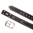 thumbnail image 4 of Western Snap on Hammered Rivet Silver Circle Metal Studded Cowhide Leather Belt, 4 of 5