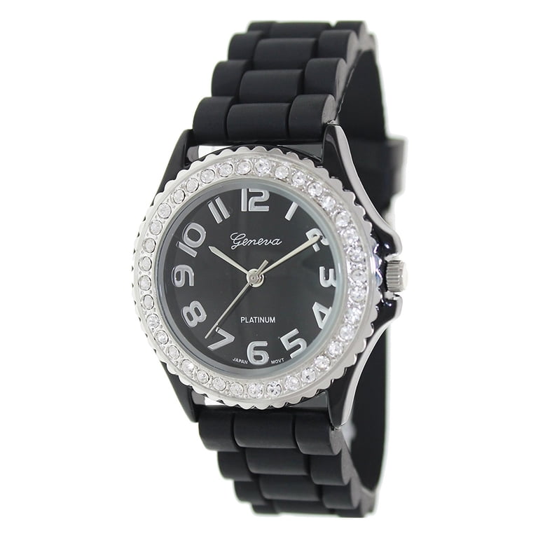 Geneva Platinum CZ Accented Silicon Link Watch - Walmart.com display picture 1