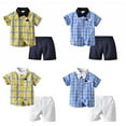 thumbnail image 6 of LYMAYTER Newborn Boys Gentleman Outfit for Kids Baby Short Sleeve Plaid Shirt with Bowtie + Summer Shorts Size for 6M-4T, 6 of 9