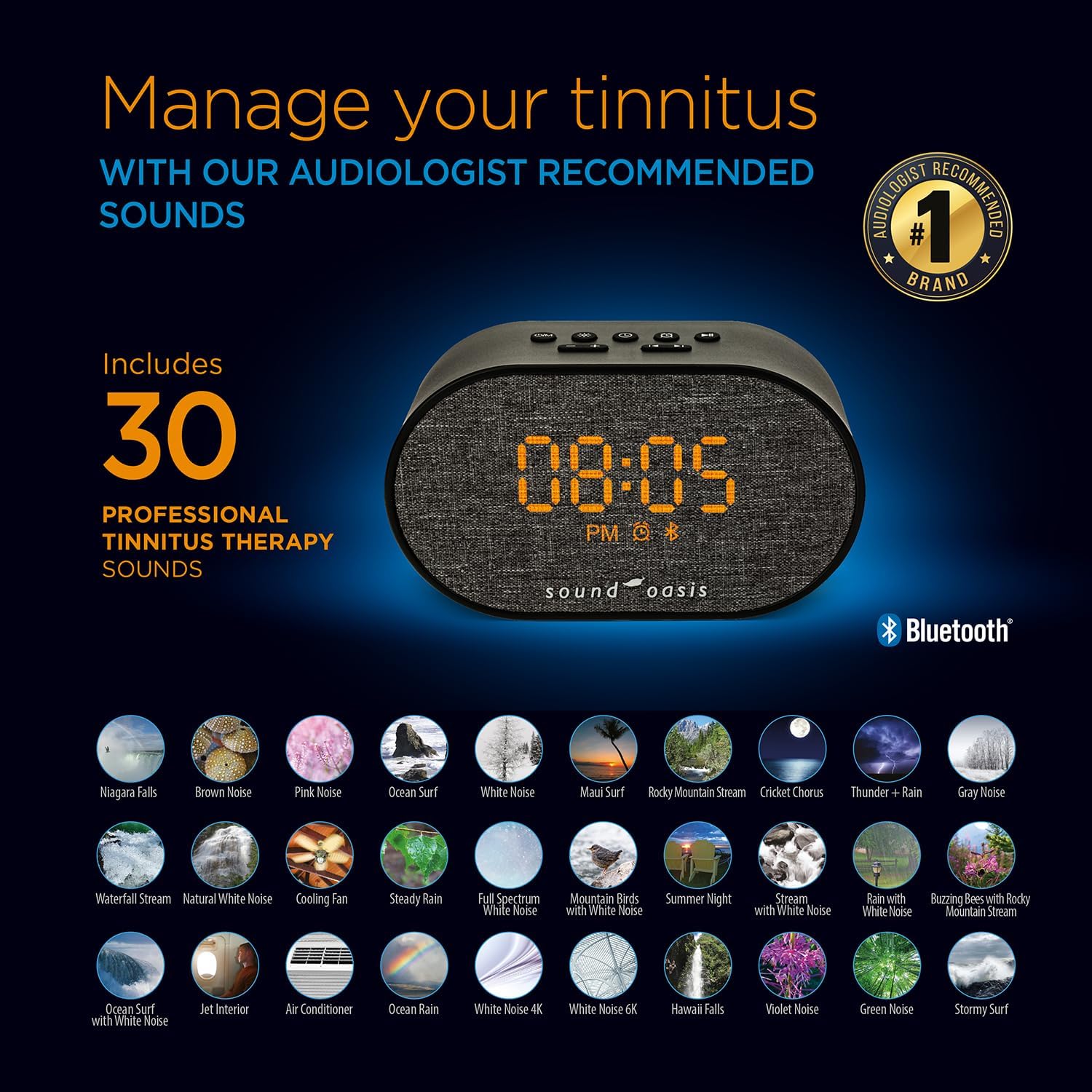 Sound Oasis BST-150T Tinnitus Sound Therapy System Alarm Clock