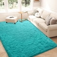 thumbnail image 4 of Janvonne Fluffy Teal Blue Area Rug for Bedroom Living Room Soft 5x7 Fuzzy Rugs Non-Shedding Indoor Plush Rug for Nursery Kids Room Dorm Room Home Decor, High Pile Shaggy Floor Carpets, 4 of 8