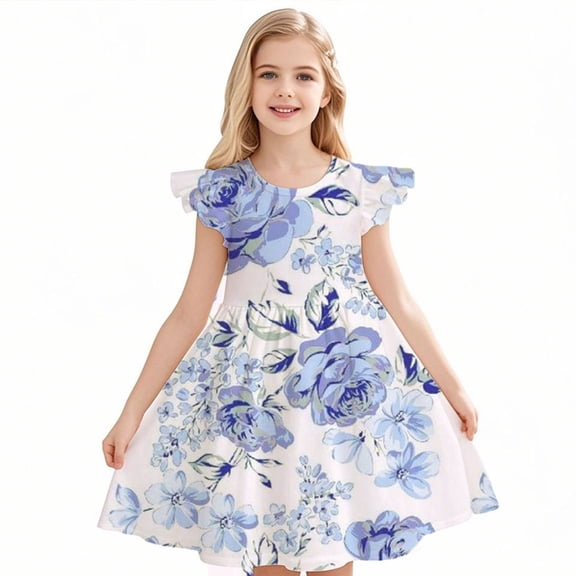 Teen Girl Easter Dresses Short Sleeved Small Floral Princess Style Long Summer Dress for Girls Teens Summer Outfits Beach Sundress
