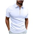 thumbnail image 2 of Men's Zipper Polo Shirt Casual Knit Short Sleeve Polo T Shirt Classic Fit Shirts, 2 of 5