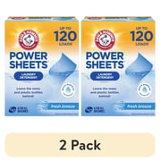 (2 pack) ARM & HAMMER Power Sheets Laundry Detergent, Fresh Breeze, 60 Count, Up to 120 Small Loads