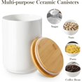 thumbnail image 4 of Juegos de botes para la cocina, botes de cerámica para la encimera, tarro de café con tapa de madera hermética, juego de 3 recipientes para harina y azúcar, tarros blancos para almacenar alimentos, 4 of 8