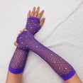 thumbnail image 2 of AWZXDE Gants pour Femmes Gants Sans Doigts en Maille Scintillants avec Strass pour Fête de Carnaval, 2 of 3