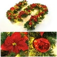 thumbnail image 2 of 9Ft Pre-lit Christmas Garland with LED Lights Battery Operated, Holiday Decoration Stairs Wall Mantle Door Indoor Outdoor, Decorated with Red Flower, Balls, Berries, Snowy Pine, Christmas Collection, 2 of 9