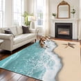 thumbnail image 3 of Beach Coastal Area Rug 6x9 FT, Non Slip Living Room Throw Carpet, Summer Nautical Starfish Aqua Beige Washable Soft Large Floor Carpet Non-Shedding Rug for Bedroom Dining Room Play Room, 3 of 9