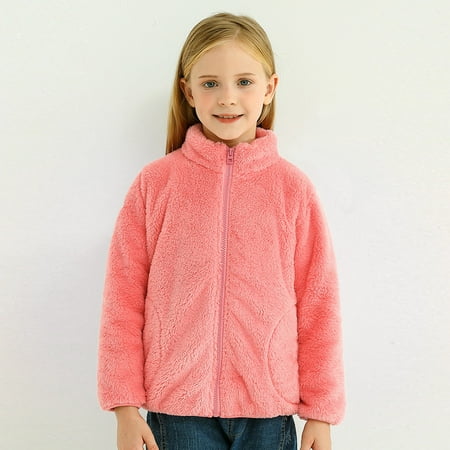 

WZHKSN Child Sweater Toddler Boys Girls Long Sleeve Winter Solid Fleece Zippered Jacket Thicken Warm Outwear Coat
