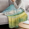 thumbnail image 3 of Teal Blue Oil Painting Blanket Soft Cozy Warm Throw Blanket for Couch, Plush Fuzzy Flannel Fleece Blankets for Sofa, Abstract Art Ombre Field Watercolor Bed Blankets Gifts for Men, 50"x60", 3 of 9