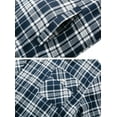 thumbnail image 3 of WenVen Men's Flannel Plaid Slim Fit Long Sleeve Shirt with Front Pockets（Navy,S), 3 of 7