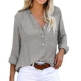thumbnail image 2 of DondPO Long Sleeve Shirts Dress Shirts for Women Women Long Sleeve Button Summer Tops Tie Dye Gradient Printed Loose Fit Work Athletic Shirts Print Casual Blouse Womens Tops Flannel Shirt Grey L, 2 of 6