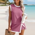 thumbnail image 2 of Womens Travel Outfits Summer Lounge Set Two Pieces Mineral Wash Cotton Tank Top Lined Split Athletic Skirt Set, 2 of 7
