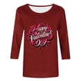 thumbnail image 3 of FMFYFH Hauts à Manches 3/4 pour Femmes Valentines Col Rond T-Shirts Habillés Décontractés Basiques Tee Ample Tunique Blouse, 3 of 5