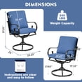 thumbnail image 3 of MELLCOM Patio Swivel Chair Set of 2, Heavy Duty Outdoor Dining Chairs with Thickened Cushions, Metal Patio Chairs Gentle Rocker for Outside, Garden Lawn & Porch, Backyard, Blue, 3 of 8