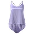 thumbnail image 2 of Gibobby Pijama De Mujer Conjunto de pijamas de seda satinada para mujer(Morado,XL), 2 of 5