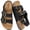 Black, variant on Flat Slide Sandals for Women and Men with Cork Footbed, Summer Beach Shoes with Adjustable Back Strap