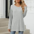 thumbnail image 4 of Lenpel Women's Tunic Tops Ribbed Knit Long Sleeve Crew Neck Side Split Loose T Shirts Soft Casual Tee Blouses Fall Fashion Outfits(Gray,Large), 4 of 7
