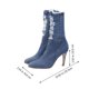 thumbnail image 3 of par de botas de tacón fino elástico de mezclilla, botas de tacón alto, zapatos de otoño e invierno, 3 of 6