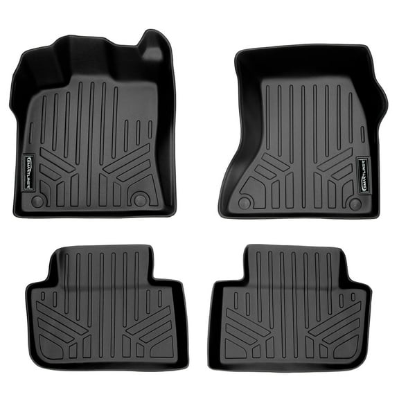 SMARTLINER Custom Fit Floor Mats 2 Row Liner Set Black Compatible With 2014-2021 Porsche Macan - All Models