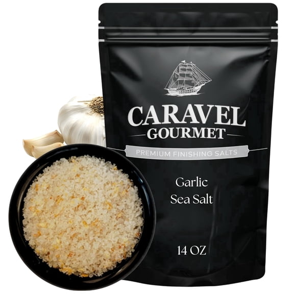 Caravel Gourmet Garlic Sea Salt, Seasoning Blend with Garlic and Sea Salt, Gluten-Free, 14 oz Salt Refill Pouch