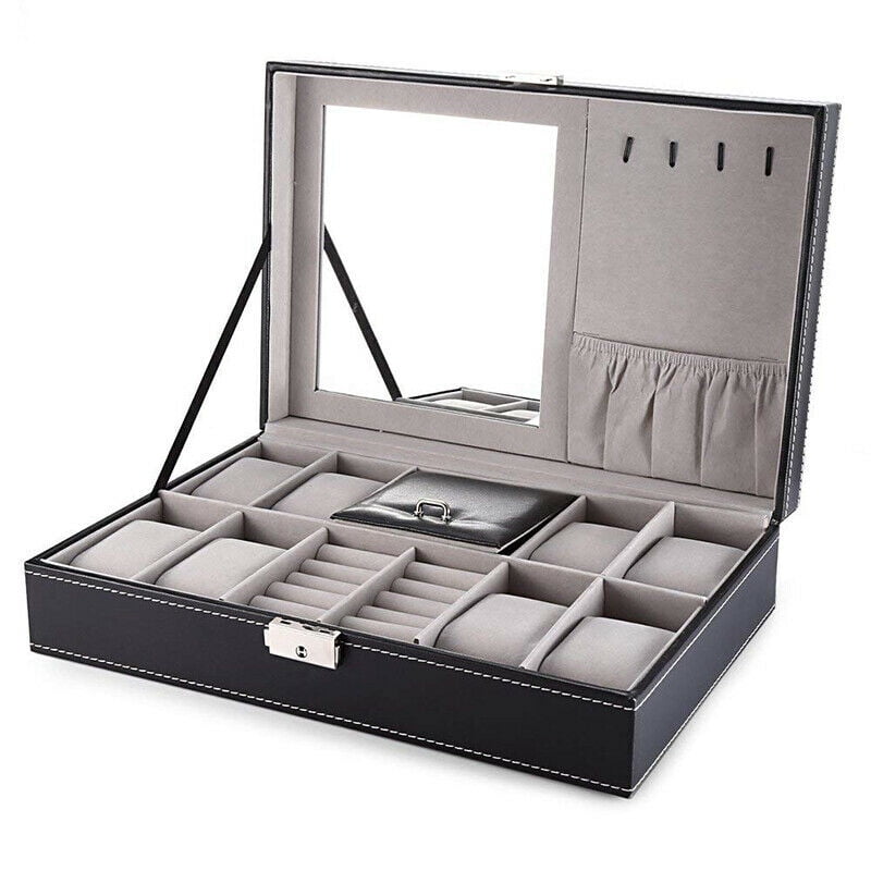 Erommy Jewelry Box 8 Slots Watch Organizer Storage Case With Lock Erommy Jewelry Box 8 Slots Watch