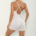 thumbnail image 4 of Women Backless Bodysuit Short Jumpsuit Summer Casual Bodycon Shapewear Playsuit Strappy Sexy V Neck Cami Top Stretch Workout All in One Shorts Jumpsuits Yoga Rompers, 4 of 6