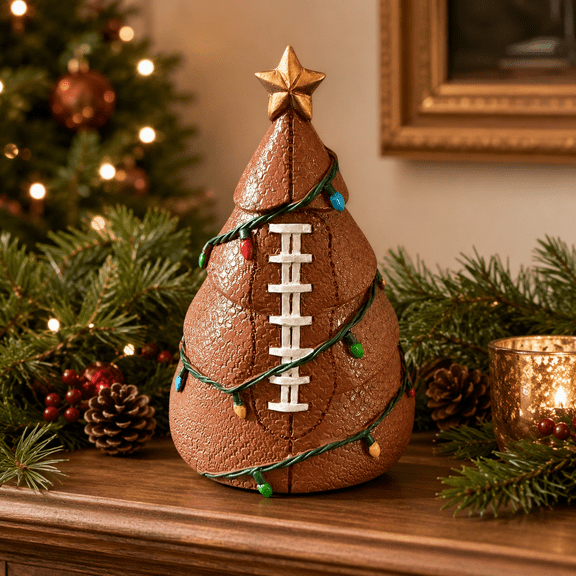 Christmas Tree Figurine Sports Themed Tabletop Decoration for Mantel Shelf Desk Fireplace Living Room Indoor Seasonal Home Decor A