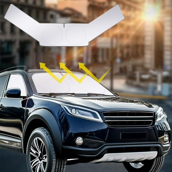 Car Window Shades, Car Extended Front Gear Side Windshield Sunshade Summer Heat Insulation Sun Protection Heat Insulation Motors Front Window Windshield, Silver-W