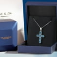 thumbnail image 5 of Gem Stone King 925 Sterling Silver Persian Blue Moissanite Cross Pendant Necklace for Women | 2.70 Cttw | Gemstone Birthstone | Oval 6X4MM | With 18 inch Chain, 5 of 6