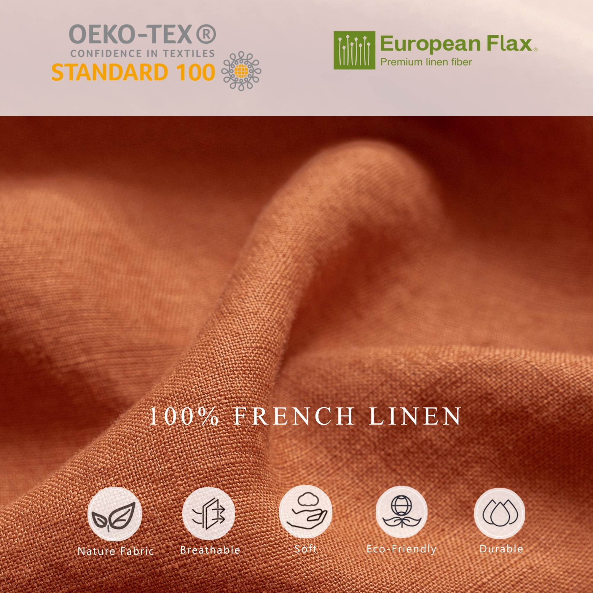100% Pure Linen Natural Table Runner - 14x120 Inch French Linen Table Decor for Dining, Holidays, Christmas, and Weddings - Caramel