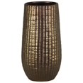 thumbnail image 1 of Cylindrical Stoneware Vase With Engraved Zigzag Design, Large, Bronze, 1 of 1