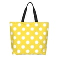 thumbnail image 1 of Fotbe Yellow And White Polka Dot Bolsa Tote Estética de Lona con Estampado para Mujer - Bolsa Reutilizable de Hombro Casual para Vacaciones, Compras, Trabajo y Gimnasio, 1 of 8