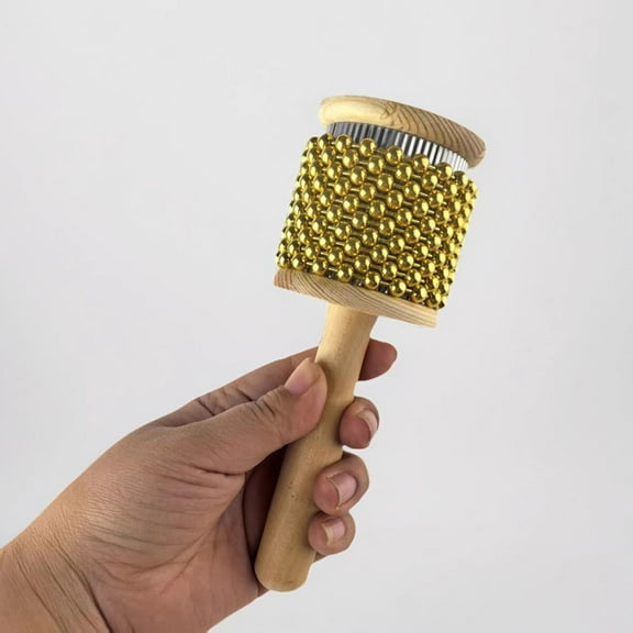 WEUVEB Golden Wood and Metal Cabasa Percussion Shaker for Drum Enhanced Musical Expression in Band Performance