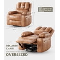 thumbnail image 3 of Oversized Wide Power Recliner Chair - 360° Rocker Swivel Recliner with Heat and Massage, PU Leather Large Recliner for Adults, Comfortable Lazy Boy with 1.5X Sponge Filling for Living Room, 3 of 8