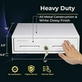 thumbnail image 2 of Volcora 13" Manual Push Open Cash Register Drawer for Point of Sale (POS) System, White Heavy Duty Till with 4 Bills and 5 Coin Slots, Key Lock with Removable Coin Tray and Double Media Slots, 2 of 7