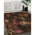 thumbnail image 3 of Ahgly Company Machine Washable Indoor Round Transitional Black Brown Area Rugs, 3' Round, 3 of 7