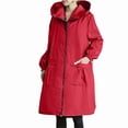 thumbnail image 5 of QUNYINEY Mid-Length Womens Rain Coats Hooded Full Zip Oversized Red Outerwear Outdoor Long Sleeve Waterproof Loose Fit Womens Winter Jacket, 5 of 5