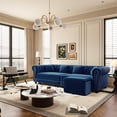 thumbnail image 5 of EHANCIS 3-in-1 Velvet Chesterfield Sofa Bed with Ottoman,Convertible King Size Sleeper Couch,Rolled Arm Design,3-Seater Living Room Bedroom Furniture,Blue, 5 of 7
