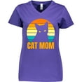 thumbnail image 3 of Inktastic Mother's Day Cat Mom Black Cat Sunset Women's V-Neck T-Shirt, 3 of 5