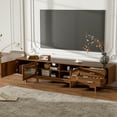 thumbnail image 5 of Lisonu 78in TV Stand for TVs up to 85" - Walnut Modern TV Cabinet with Fluted Glass Doors, 2 Drawers & Solid Wood Legs, Entertainment Center with Cable Management, 5 of 25