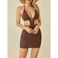 thumbnail image 5 of Elippeo Women Halter Bodycon Mini Dress, Sleeveless Tie Backless Hollow Out Knit Beach Dress, 5 of 9