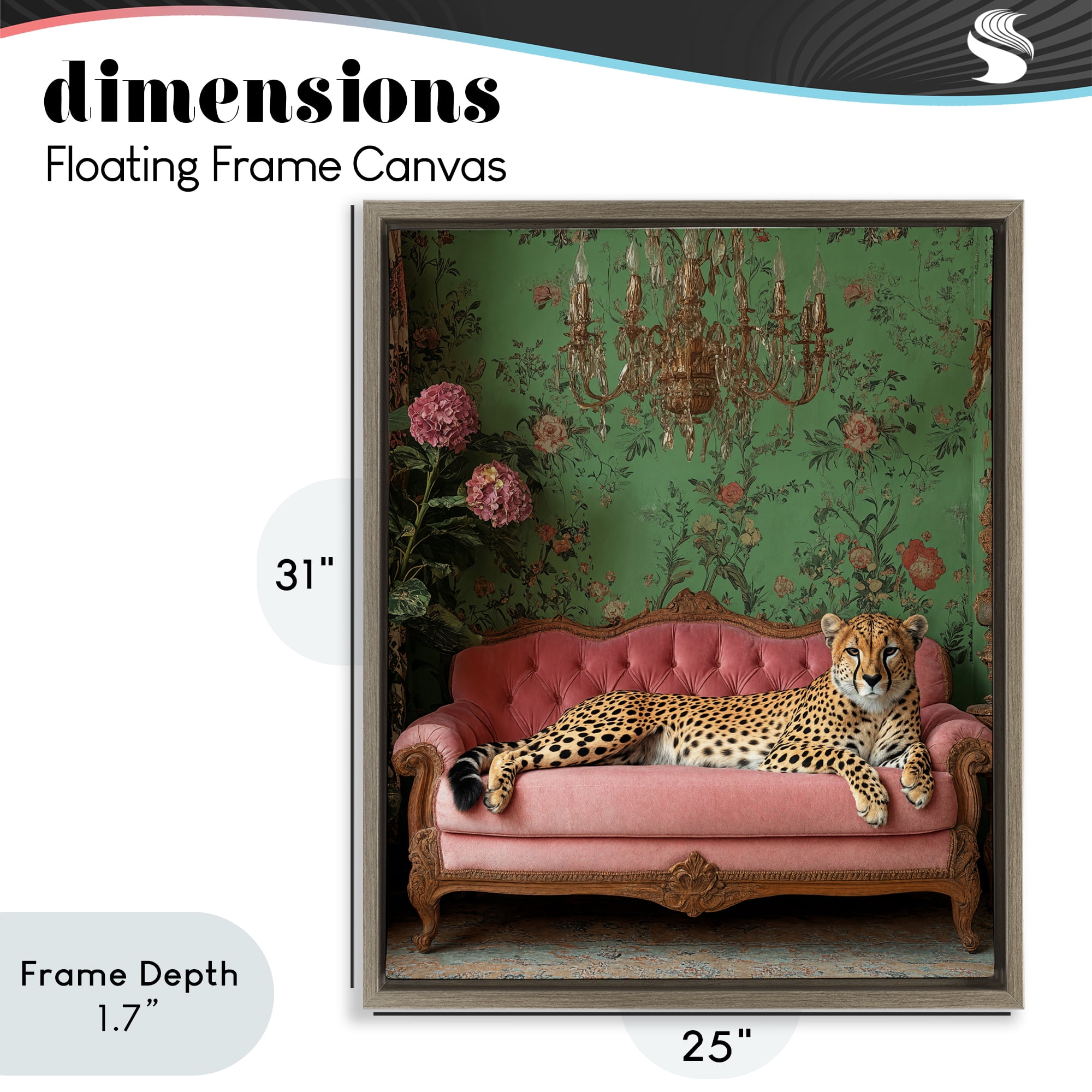 Stupell Industries Ornate Sophisticated Leopard Lounging Brown Framed Floater Canvas Wall Art, design by Scott Stulberg