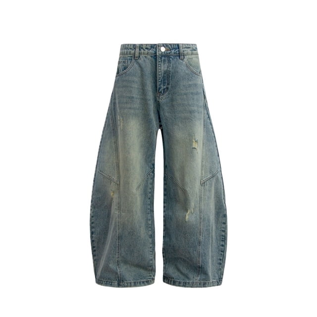 Pantalones vaqueros holgados for mujer y hombre, vaqueros de pierna de barril de cintura alta, pantalones vaqueros holgados informales, ropa de calle