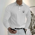 thumbnail image 2 of Men's  AIGCDTG Pattern Design Long Sleeve Casual Solid Golf Polo Shirt 11 Colors, 2 of 11