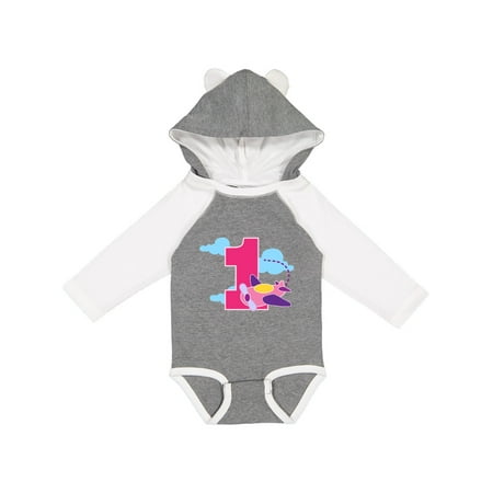 

Inktastic 1st Birthday Pilot Airplane Gift Baby Girl Long Sleeve Bodysuit