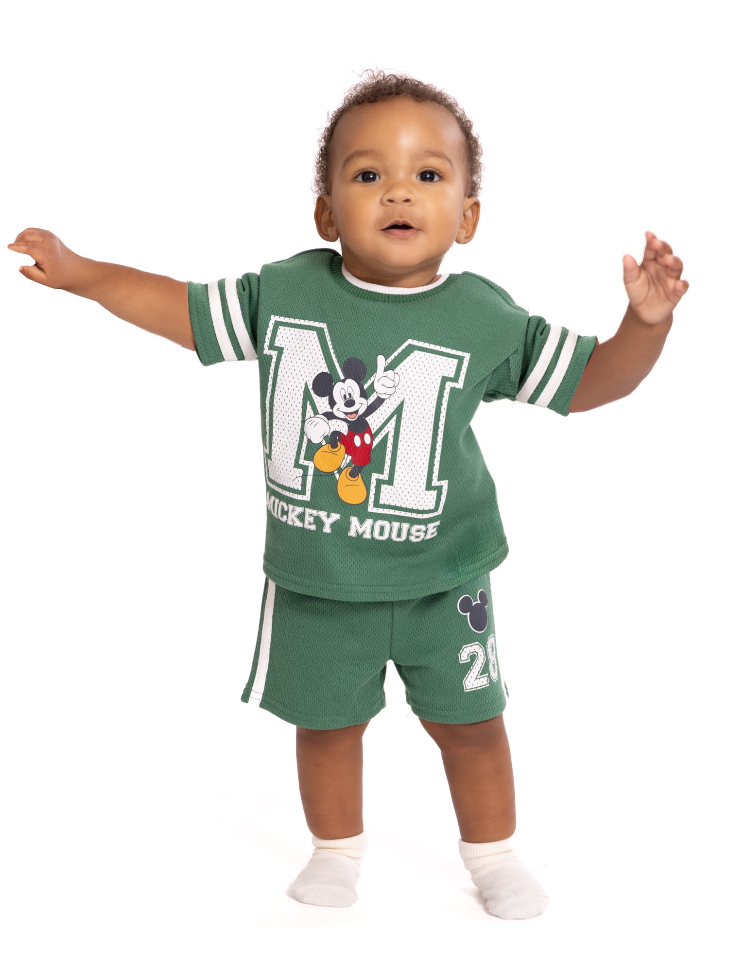 Mickey Mouse Baby Boys Athletic Graphic T-Shirt and Shorts Set, 2-Piece, Sizes 0/3M-24M